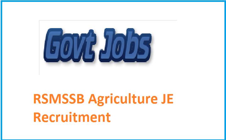 RSMSSB Agriculture JE Recruitment