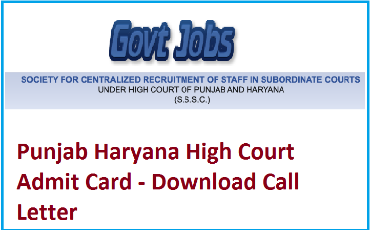 Punjab Haryana High Court Admit Card