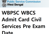 WBPSC WBCS Admit Card