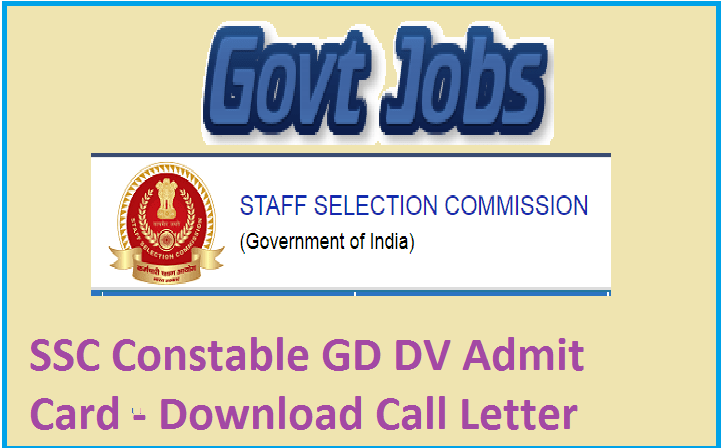 SSC Constable GD DV Admit Card